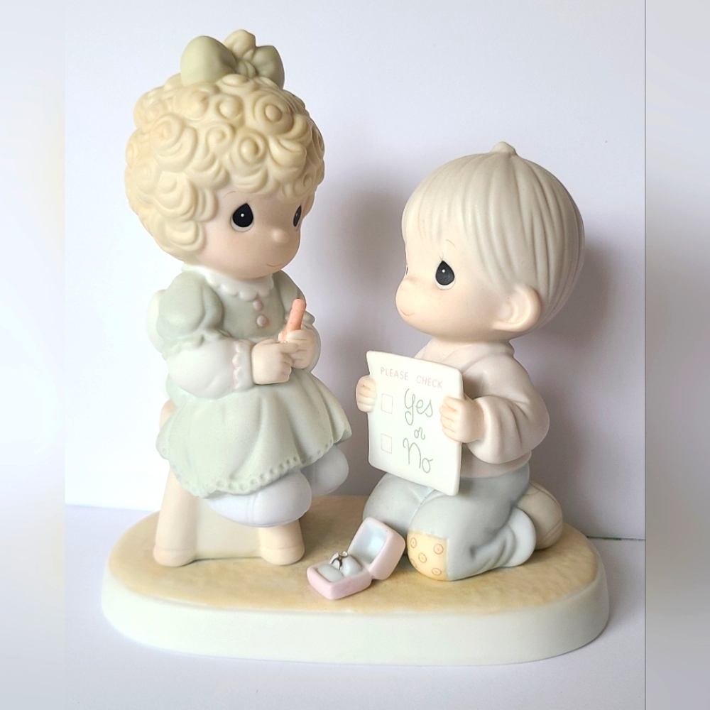 Vintage 80s Precious Moments Proposal Engagement Couple Collectible Figurine